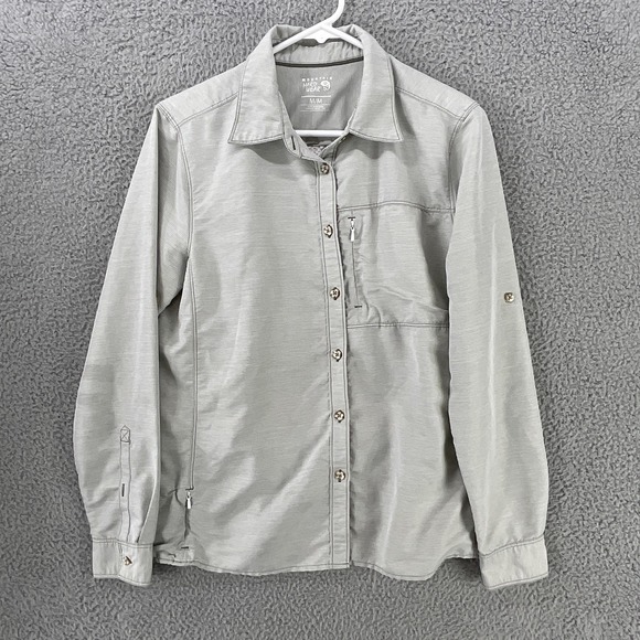 Mountain Hardwear Tops - Mountain Hardwear Button Womens M Gray Roll Tab Sleeve Lightweight Vented